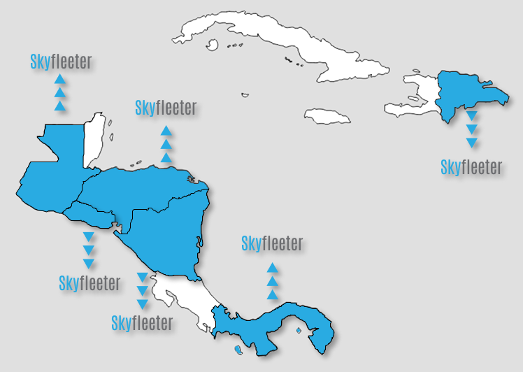 Mapa de presencia regional de Skyfleeter en Latinoamérica